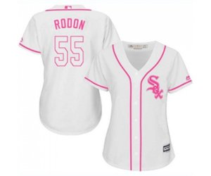 Women\'s Chicago White Sox #55 Carlos Rodon Replica White Fashion Cool Base Baseball Jersey