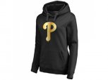 Women Philadelphia Phillies Gold Collection Pullover Hoodie Black