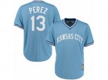 Kansas City Royals #13 Salvador Perez Replica Light Blue Cooperstown MLB Jersey