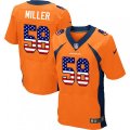 Denver Broncos #58 Von Miller Elite Orange Home USA Flag Fashion NFL Jersey