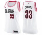 Women's Portland Trail Blazers #33 Zach Collins Swingman White Pink Fashion Basketball Jersey