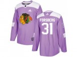 Chicago Blackhawks #31 Anton Forsberg Purple Authentic Fights Cancer Stitched NHL Jersey