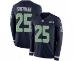 Seattle Seahawks #25 Richard Sherman Limited Navy Blue Therma Long Sleeve Football Jersey