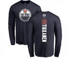 Edmonton Oilers #10 Esa Tikkanen Navy Blue Backer Long Sleeve T-Shirt