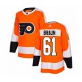 Philadelphia Flyers #61 Justin Braun Authentic Orange Home Hockey Jersey