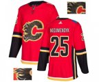 Calgary Flames #25 Joe Nieuwendyk Authentic Red Fashion Gold Hockey Jersey