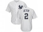 New York Yankees #2 Derek Jeter White Strip Team Logo Fashion Stitched MLB Jersey