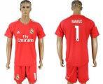 2017-18 Real Madrid 1 NAVAS Red Goalkeeper Soccer Jersey
