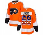 Adidas Philadelphia Flyers #68 Jaromir Jagr Authentic Orange USA Flag Fashion NHL Jersey