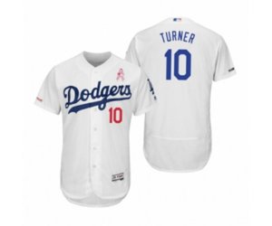 Justin Turner Los Angeles Dodgers #10 White 2019 Mother\'s Day Flex Base Home Jersey