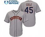 Houston Astros #45 Gerrit Cole Replica Grey Road Cool Base Baseball Jersey