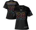 Women Carolina Panthers #28 Rashaan Gaulden Game Black Fashion Football Jersey