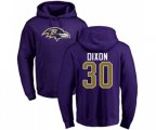Baltimore Ravens #30 Kenneth Dixon Purple Name & Number Logo Pullover Hoodie