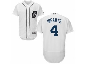 Detroit Tigers #4 Omar Infante White Flexbase Authentic Collection MLB Jersey