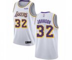Los Angeles Lakers #32 Magic Johnson Authentic White Basketball Jersey - Association Edition