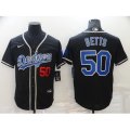Nike Los Angeles Dodgers #50 Mookie Betts Black Blue Road Authentic Jersey