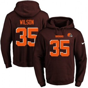 Cleveland Browns #35 Howard Wilson Brown Name & Number Pullover Hoodie