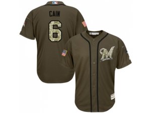 Milwaukee Brewers #6 Lorenzo Cain Green Salute to Service Stitched MLB Jersey