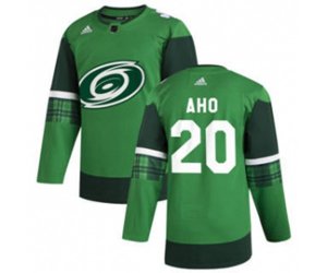 Carolina Hurricanes #20 Sebastian Aho 2020 St. Patrick\'s Day Stitched Hockey Jersey Green