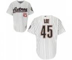 Houston Astros #45 Carlos Lee Replica White Strip Baseball Jersey