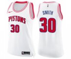 Women's Detroit Pistons #30 Joe Smith Swingman White Pink Fashion Basketball Jersey