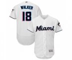 Miami Marlins #18 Neil Walker White Home Flex Base Authentic Collection Baseball Jersey