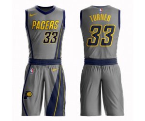 Indiana Pacers #33 Myles Turner Authentic Gray Basketball Suit Jersey - City Edition