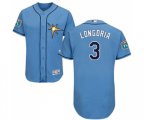 Tampa Bay Rays #3 Evan Longoria Light Blue Flexbase Authentic Collection Baseball Jersey