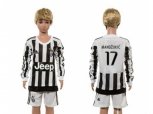 Juventus #17 Mandzukic Home Long Sleeves Kid Soccer Club Jersey