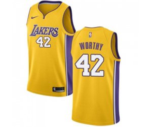 Los Angeles Lakers #42 James Worthy Swingman Gold Home NBA Jersey - Icon Edition