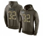 Seattle Seahawks #32 Chris Carson Green Salute To Service Pullover Hoodie