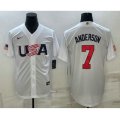 USA Baseball #7 Tim Anderson 2023 White World Baseball Classic Stitched Jerseys
