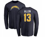 Los Angeles Chargers #13 Keenan Allen Navy Blue Name & Number Logo Long Sleeve T-Shirt