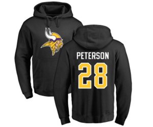 Minnesota Vikings #28 Adrian Peterson Black Name & Number Logo Pullover Hoodie