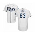 Tampa Bay Rays #63 Diego Castillo Home White Home Flex Base Authentic Collection Baseball Player Jersey