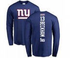 New York Giants #13 Odell Beckham Jr Royal Blue Backer Long Sleeve T-Shirt