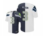 Seattle Seahawks #3 Russell Wilson Elite Navy White Split Fashion Football Jersey