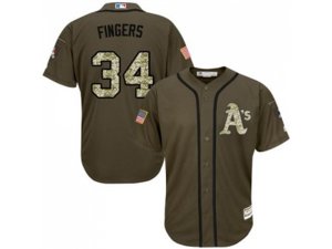 Oakland Athletics #34 Rollie Fingers Green Salute to Service Stitched Baseball Jersey