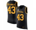 Pittsburgh Steelers #43 Troy Polamalu Limited Black Rush Player Name & Number Tank Top Football Jersey