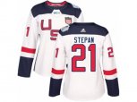 Women Adidas Team USA #21 Derek Stepan Premier White Home 2016 World Cup Hockey Jersey