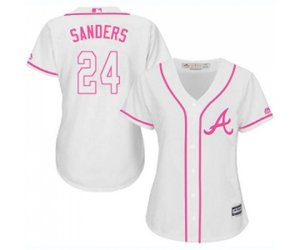 Women\'s Atlanta Braves #24 Deion Sanders Replica White Fashion Cool Base Baseball Jersey