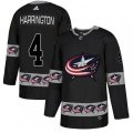Columbus Blue Jackets #4 Scott Harrington Authentic Black Team Logo Fashion NHL Jersey