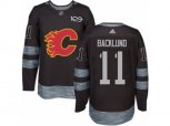 Adidas Calgary Flames #11 Mikael Backlund Authentic Black 1917-2017 100th Anniversary NHL Jersey