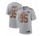 Kansas City Chiefs #95 Chris Jones Gray Super Bowl LVII Patch Atmosphere Fashion Stitched Game Jersey