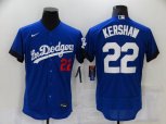 Los Angeles Dodgers #22 Clayton Kershaw Blue 2021 City Connect Flex Base Stitched Jersey