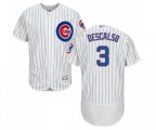 Chicago Cubs #3 Daniel Descalso White Home Flex Base Authentic Collection Baseball Jersey