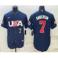 USA Baseball #7 Tim Anderson Number 2023 Navy World Baseball Classic Stitched Jersey