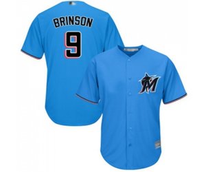 Miami Marlins #9 Lewis Brinson Replica Blue Alternate 1 Cool Base Baseball Jersey