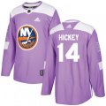 New York Islanders #14 Thomas Hickey Authentic Purple Fights Cancer Practice NHL Jersey