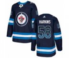 Winnipeg Jets #58 Jansen Harkins Authentic Navy Blue Drift Fashion NHL Jersey